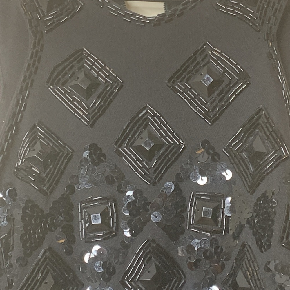 Adrienne Vittadini | Vintage Black Beaded Sequin Sheath Cocktail Party Dress S - Picture 16 of 17